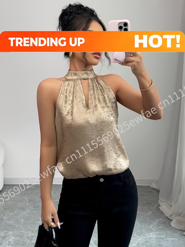 Blouse Off Shoulder - Золотистая блестящая блузка цвета шампань с