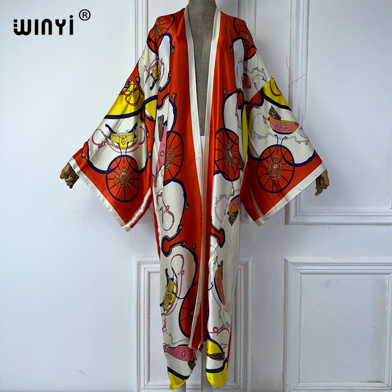 Cover Up Kaftan - WINYI Бохо-кимоно с принтом, летний кардиган,