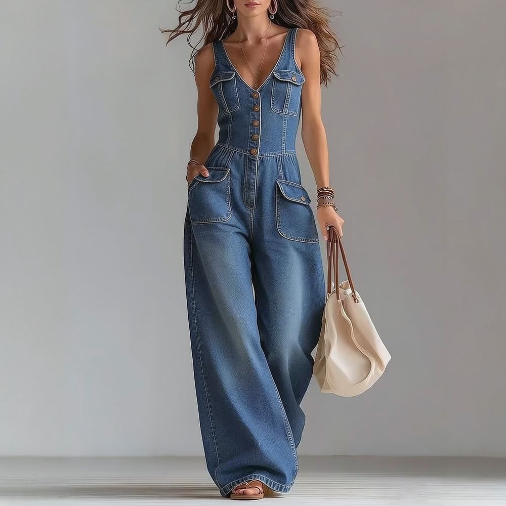 Женский повседневный джинсовый – обзор и цена Jumpsuit Linen Relaxed